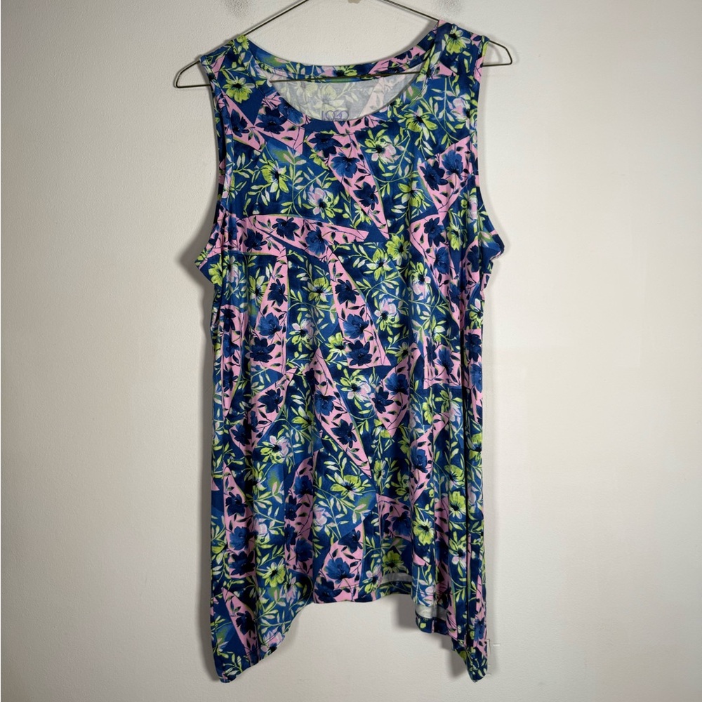 Logo Layers Lori Goldstein Women’s Size Extra Large XL Floral Pattern Sleeveless
